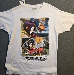 White Cowboy Bebop Sunrise Mens Unisex Medium Tshirt Anime Manga   Geek Fashion